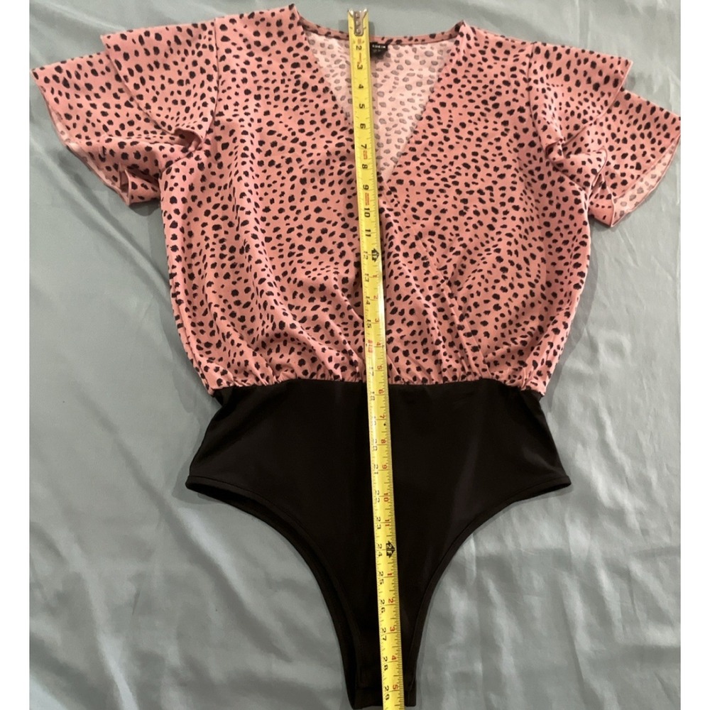 SHEIN Pink Black Animal Print One Piece Bodysuit Women's Size M US 6 EU 38 - Picture 4 of 5